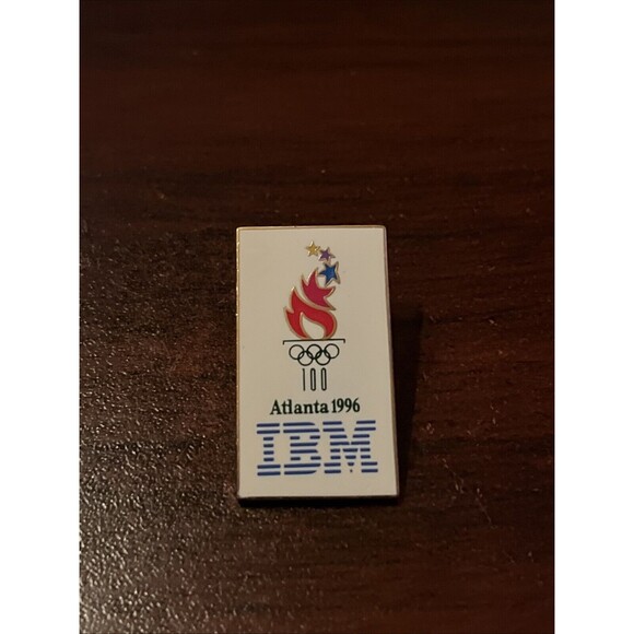 1996 Atlanta Summer Olympics IBM Sponsor Lapel Hat Pin - Picture 1 of 3